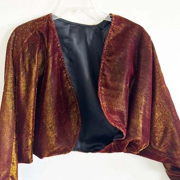 Metallic shimmery brown open front cardigan Bolero top size large - Picture 3 of 5